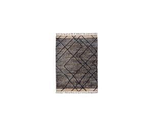 Tapis en coton et jute beige et noir, rectangulaire, à motifs, franges, modèle berbère - House Doctor, Moro - 200x140 cm