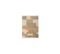 Tapis en coton multicolore, rectangulaire, à motifs, hauteur de pile 1 cm, pour salon - Chehoma, Vert - 160x230 cm