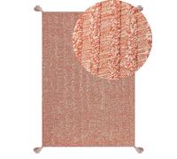 Tapis en Coton Orange 140 x 200 cm Touffeté à la Main Design Boho pour Salon Mu