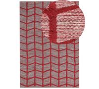 Tapis en Coton Rouge Touffeté à la Main 160 x 230 cm à Motif Géométrique Doux Si