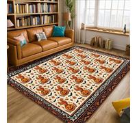 Tapis en éponge à poils courts en forme d'écureuil, feuilles rustiques, automne, marron, tapis de sol pour salon, chambre à coucher, sous le lit, décoration d'appartement, 1,5 x 2,1 m