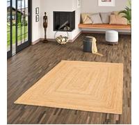 Tapis en fibres naturelles Jute fait main Salsa Bordure Beige - 200x300 cm
