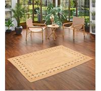 Tapis en fibres naturelles Jute fait main Salsa Ethno Beige Bordure - 120x170 cm