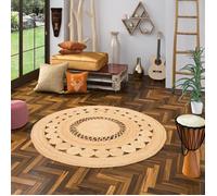 Tapis en fibres naturelles Jute fait main Salsa Miel Moderne Rond - 100x100 cm