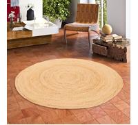 Tapis en fibres naturelles Jute fait main Salsa Nature Beige Rond - 100x100 cm