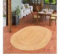 Tapis en fibres naturelles Jute fait main Salsa Nature Uni Ovale - 80x150 cm