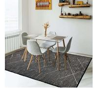 Tapis en jonc de mer motif tribal noir 160x230