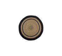 Tapis en jute beige et noir, rond, rayé - Bloomingville, Lune - Ø120x1 cm