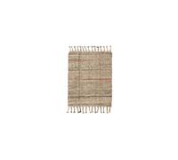 Tapis en jute et coton multicolore, rectangulaire, à motifs, franges, fait main - House Doctor, Atur - 90x60 cm