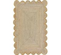 Tapis en jute fait à la main 1,2 x 3 m Bordure jaune festonnée