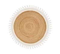 Tapis en jute rond d 140 cm beige et blanc MARTS