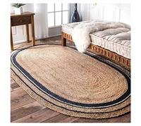 Tapis en jute tissé à la main, forme ovale, 60 x 90 cm