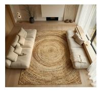 Tapis en jute tressé main motif rond naturel 120x170 - style bohème
