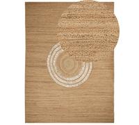 Tapis en Jute Tressé Naturel Beige 300 x 400 cm Motif de Cercle Style Boho Bogaz