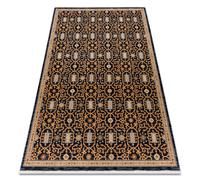 Tapis en laine KESHAN franges oriental classique 7680/53511 beige / bleu foncé 80x145 cm