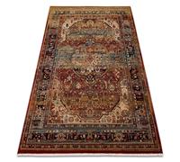 Tapis en laine KESHAN franges Ornement oriental 7518/53528 beige / bleu foncé 80x145 cm