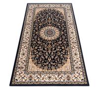 Tapis en laine NAIN Rosette cadre 7177/51011 beige / noir 240x340 cm