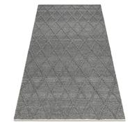 Tapis en laine TAHAR 99001K anthracite - TISSÉ MAIN boucle losanges bohème 120x180 cm