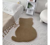 Tapis en peluche en forme de chat mignon, tapis de chevet pelucheux en fausse fourrure de lapin pour chambre à coucher, décoration d'intérieur, tapis doux à poils longs et antidérapant pour salon