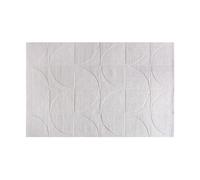 Tapis en relief 100% laine tufté main motif géométrique - 160 x 230 cm - Ivoire - MILUNA