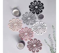 Tapis en silicone doux et résistant à la chaleur rond, tapis d'isolation antidérapant, set de table maison pour tasse à thé/café, bol, plat, design créatif en forme de pétale Blanc,gris,noir,rose,roug