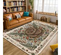 Tapis en spirale, nature rustique, fougère, champignon, marron automne, poils bas, bordure éponge, tapis rectangulaire pour salon, chambre à coucher, salle à manger, bureau, décoration de 1,5 x 2,1 m