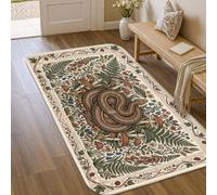 Tapis en spirale rustique motif champignon de fougère d'automne marron antidérapant résistant à la décoloration pour salle de bain, chevet, entrée, décoration de porte, 0,9 x 1,5 m