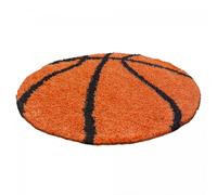 Tapis enfant Ø100cm rond tissé orange et noir SHAGGY BASKET