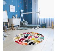 Tapis enfant 100x100 rond multicolore