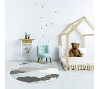 Tapis enfant 120x120 rond bleu