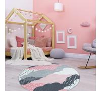 Tapis enfant 120x120 rond rose