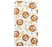 Tapis enfant 120x160 tissé marron et jaune motif animaux CELESTA 2