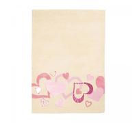 Tapis enfant 120x170 rectangle fait main crème et rose CARPETLOVE