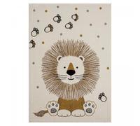 Tapis enfant 120x170 rectangle tissé crème motif animaux SWEETLION