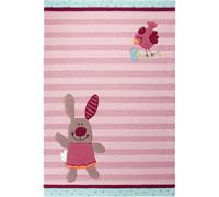 Tapis enfant 120x180 rectangle fait main en acrylique rose HAPPYSTY
