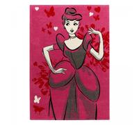 Tapis enfant 135x190 rectangle tissé rose motif princesse CINDERELLA