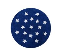 Tapis enfant Ø140cm rond fait main en coton bleu foncé ETOILE