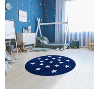 Tapis enfant 140x140 rond bleu