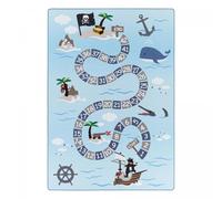 Tapis enfant 160x230 Lavable 30° TRESORS bleu