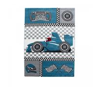 Tapis enfant 160x230 rectangle tissé bleu et gris KID RACE