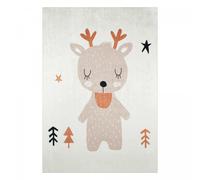 Tapis enfant 160x230 rectangle tissé marron motif animaux RENNE
