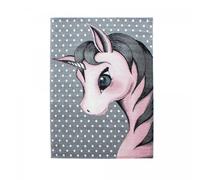 Tapis enfant 160x230 tissé rose et gris motif animaux KID DREAM