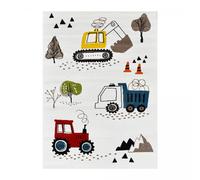 Tapis enfant 160x230 TRUCKS Ecru certifié OEKO-TEX