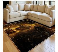 Tapis Enfant 180 x 270 cm Lion du Ciel étoilé Doux Poil Court Antidérapant Moderne Or Grand Tapis Salon Chambre Cuisine Salle à Manger Bureau