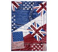 Tapis enfant 235x320 rectangle tissé bleu LYN1 USA UK