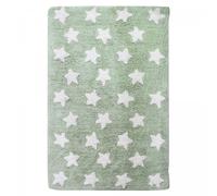 Tapis enfant 60x110 fait à la main en coton BIO vert et blanc ETOILE
