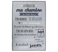 Tapis enfant 60x90 cm KEHL gris imprimé règles de la chambre polyester