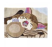 Tapis enfant 60x90 fait main en laine beige motif animaux CHAT