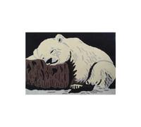 Tapis enfant 60x90 rectangle fait main en laine beige OURS