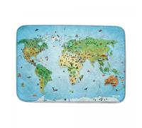 Tapis enfant 70x95 rectangle tissé bleu DOUX MAPPEMONDE
